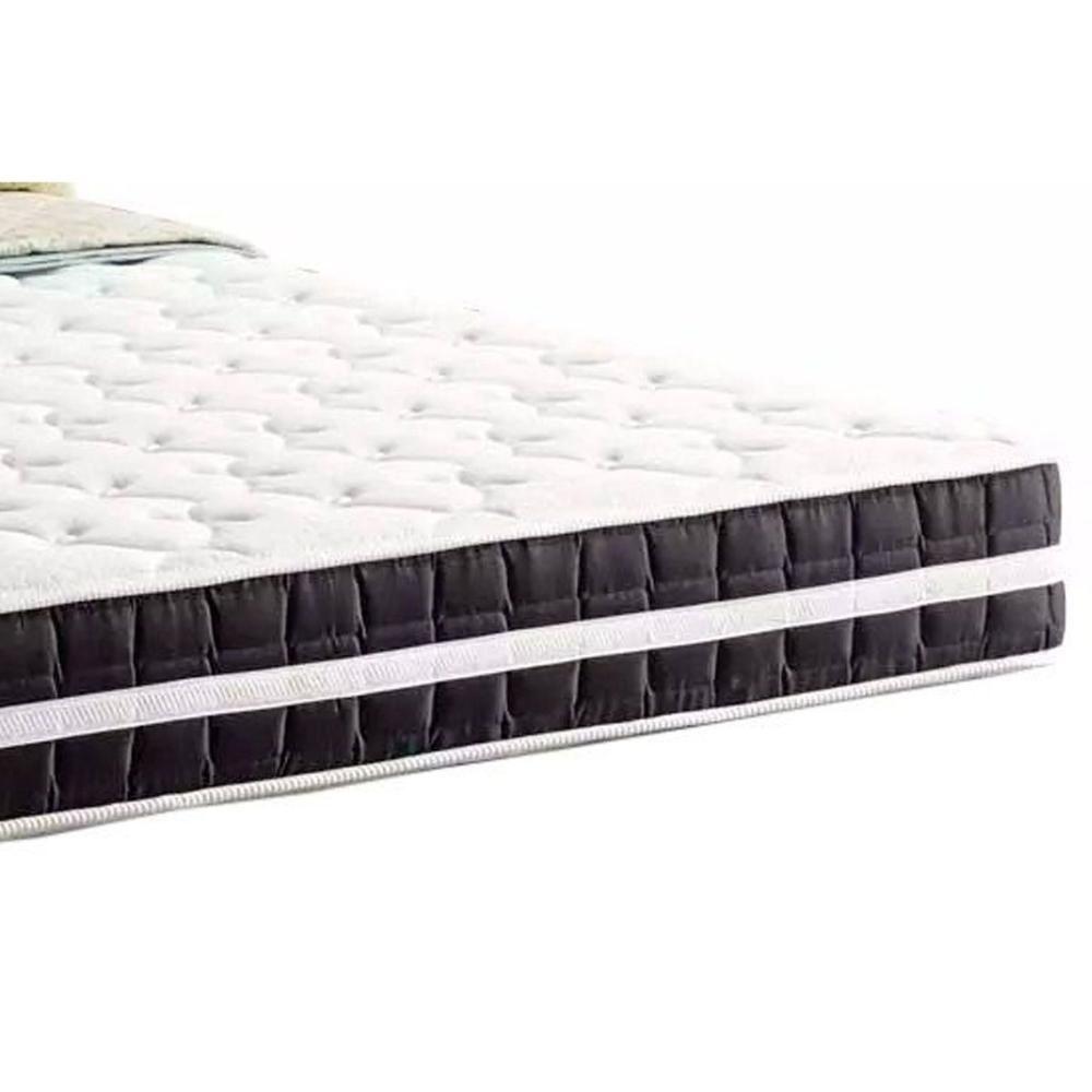 Miniatura Cama Box Baú Queen: Colchão Espuma Anjos D45 / Ep Stare + Base Crc Suede Black(158X198)