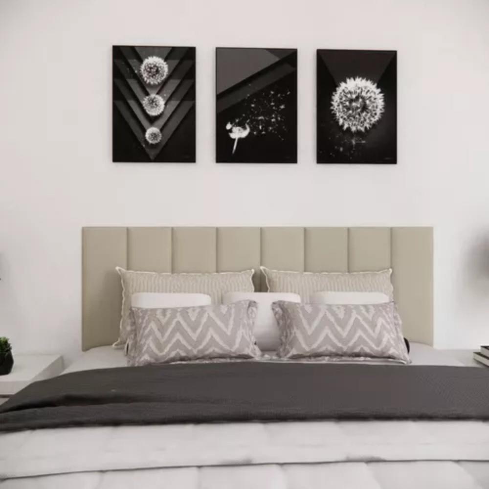 Kit 8 Módulos Estofados Cabeceira Cama Casal 20x60cm Bege