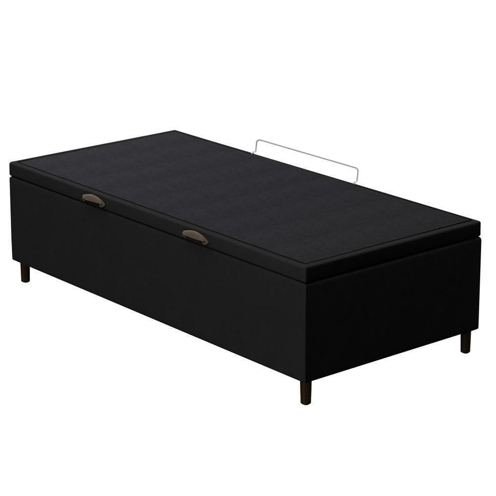 Miniatura Base Para Cama Box Baú Solteiro 88x188cm Hit I02 Suede Preto - Mpozenato