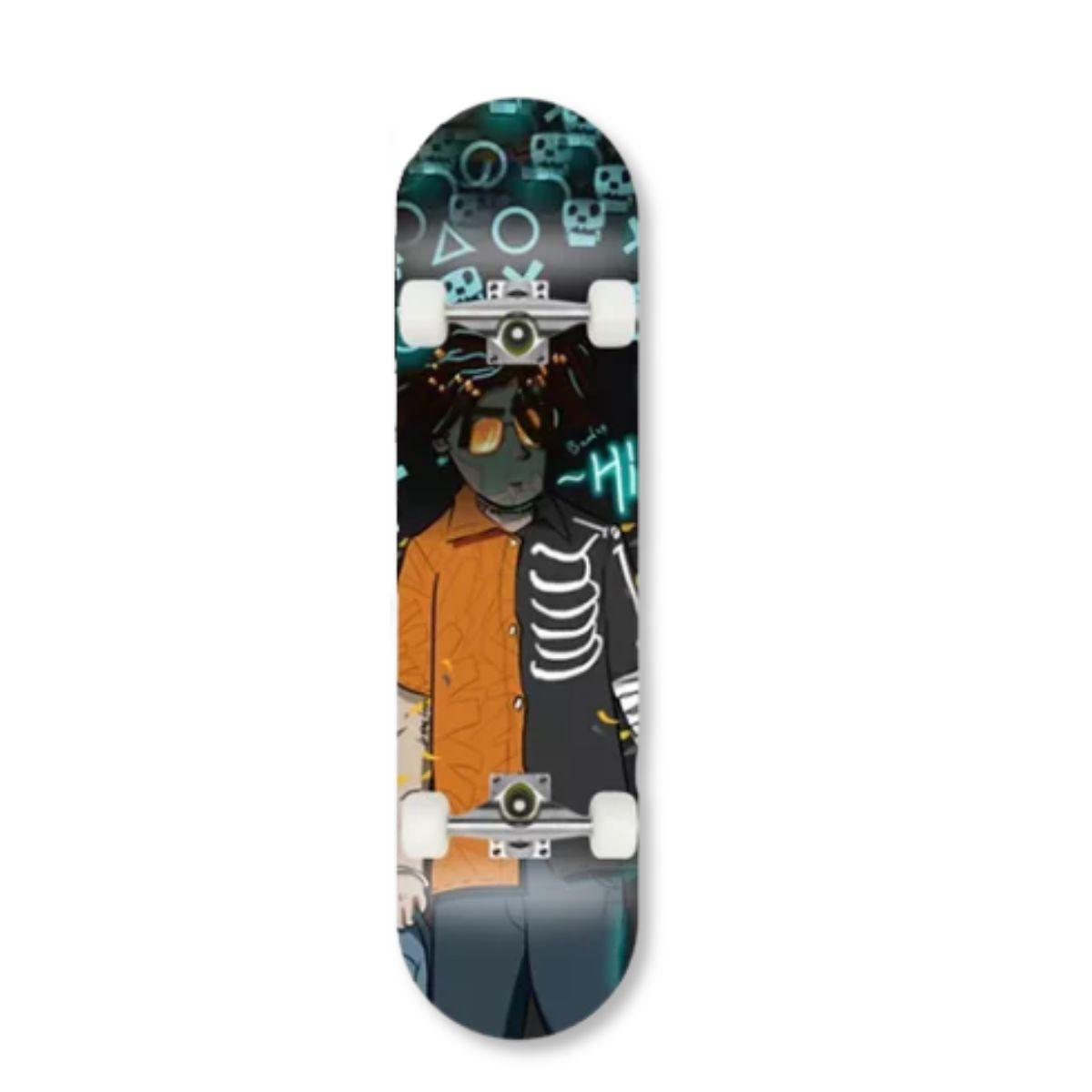 Miniatura Skate Montado Shape Maple Frankstein Com Lixa Trucks E Rodas