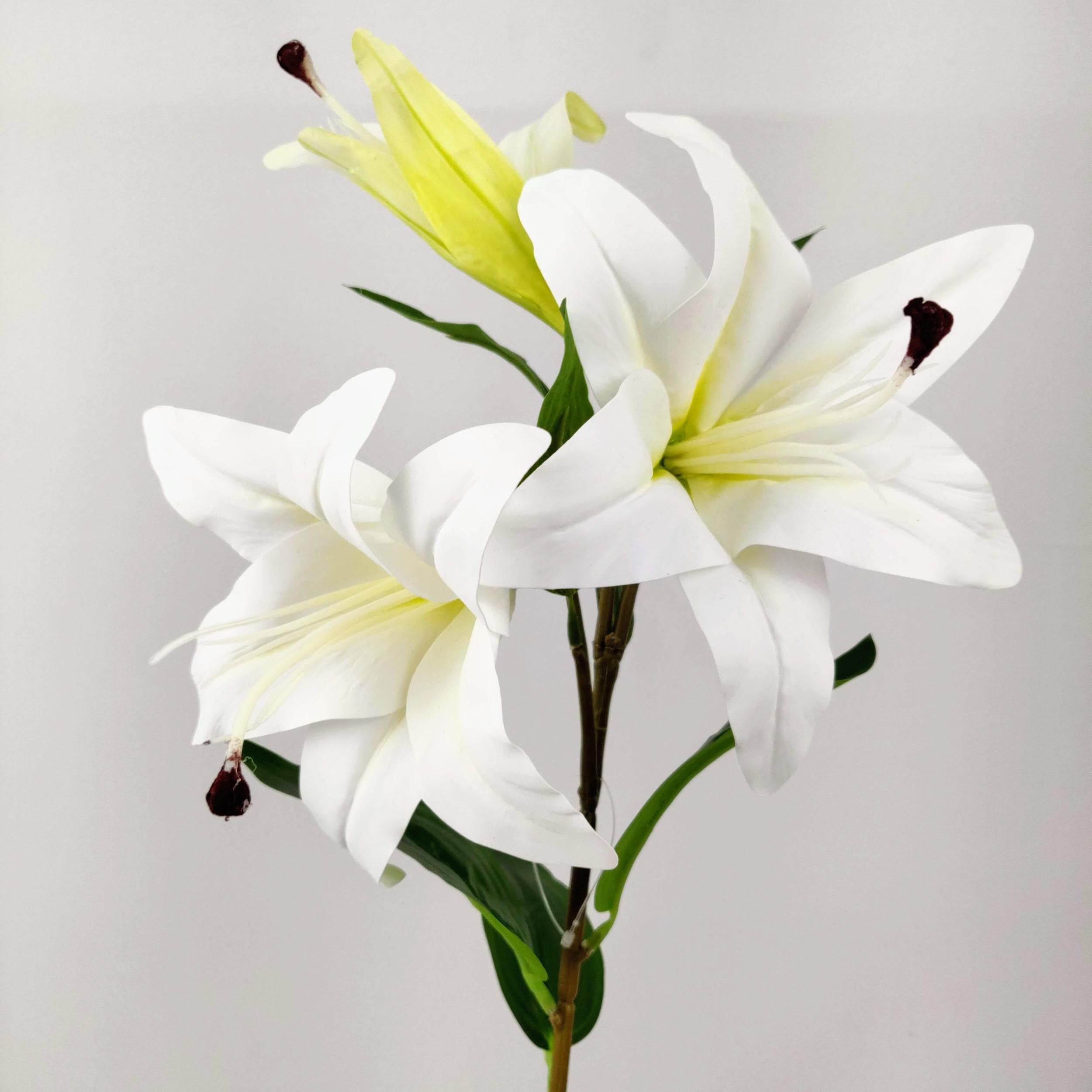 Miniatura Lirio Branco Planta Artificial Permanente 95X16Cm Toque Real