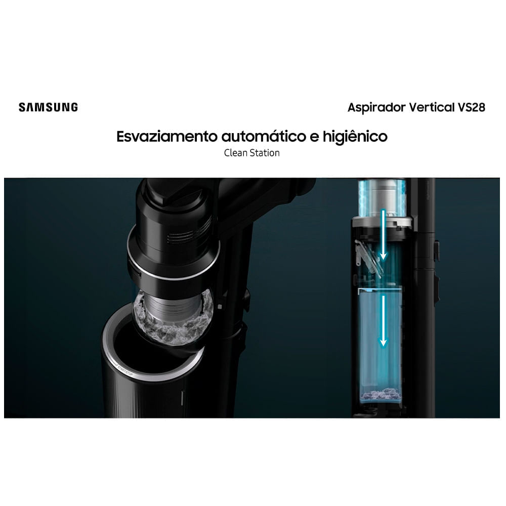 Miniatura Aspirador de Pó Samsung Vertical sem fio Bespoke Jet com AI Cleaning e Clean Station 110