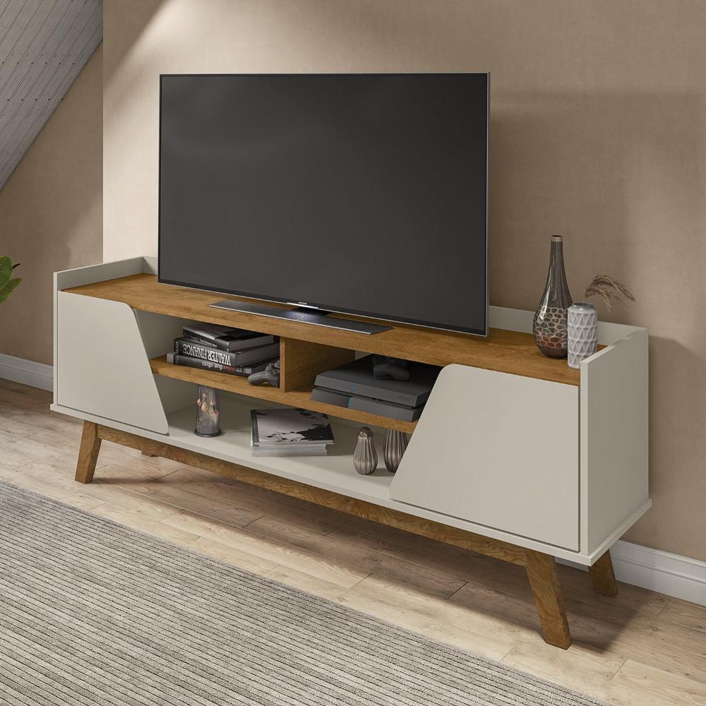 Miniatura Rack Para TV Até 65 Polegadas 2 Portas 3 Nichos Decor Móveis Bechara Off White/Naturalle