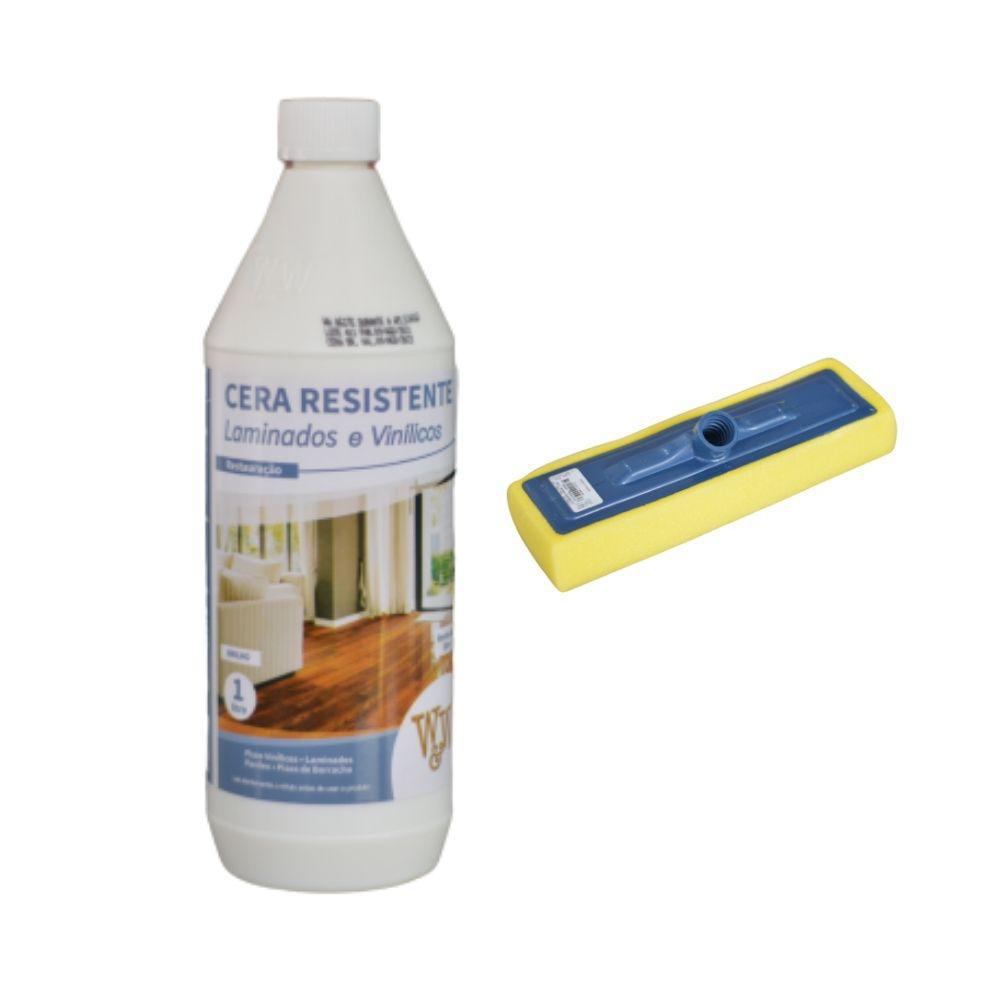 Miniatura Cera Para Piso Laminado Resistente 1L W&W + Aplicador Kit