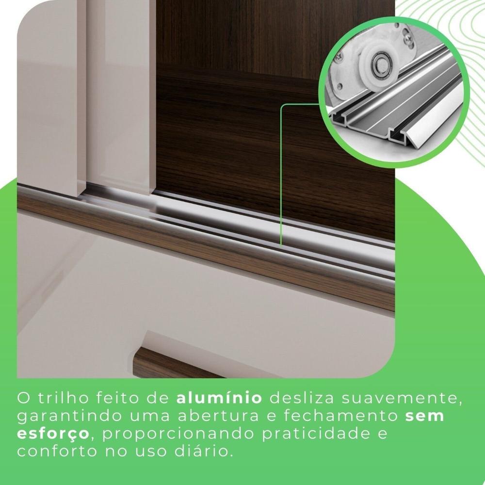 Miniatura Guarda Roupa Casal 3 Portas 9 Gavetas com Espelho Luana Savana/Off