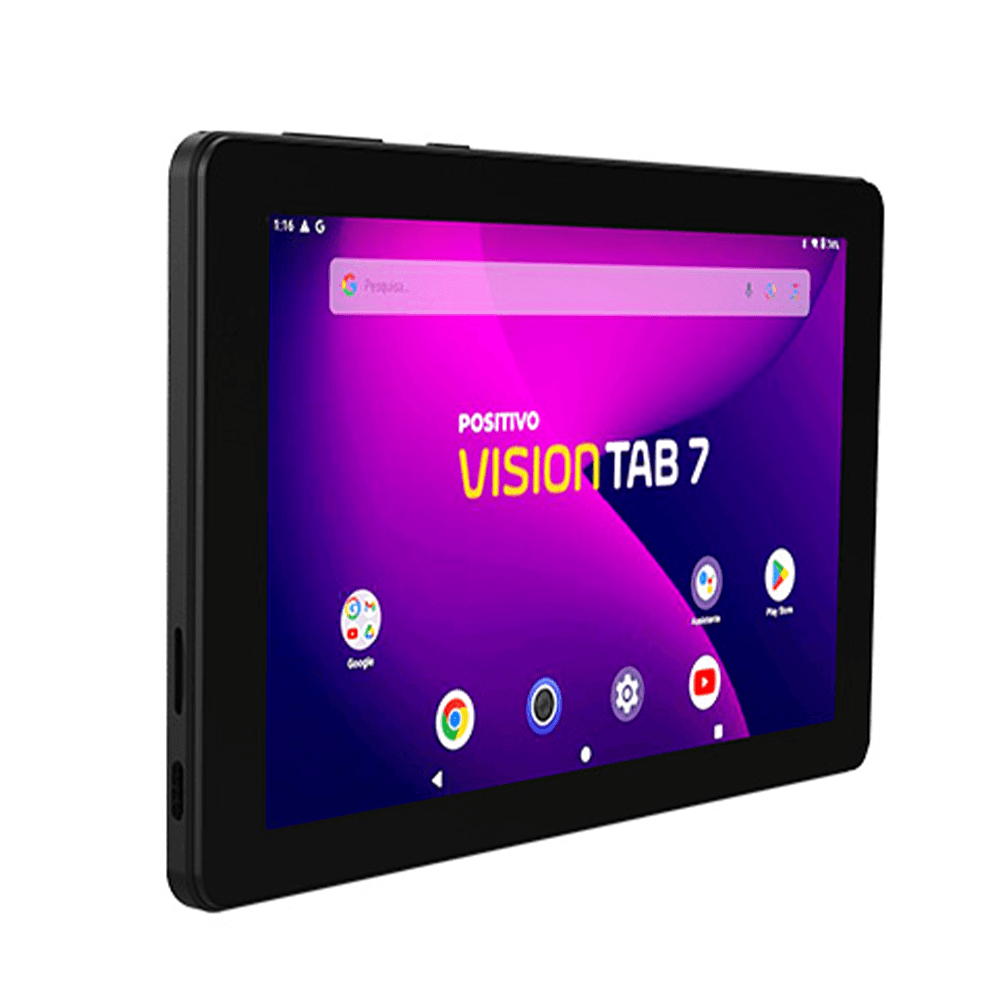 Tablet Positivo Vision TAB 7 3GB RAM 64GB Octa-Core Android 14 Go Wi-Fi - Tela 7” IPS – 3100mAh – Preto