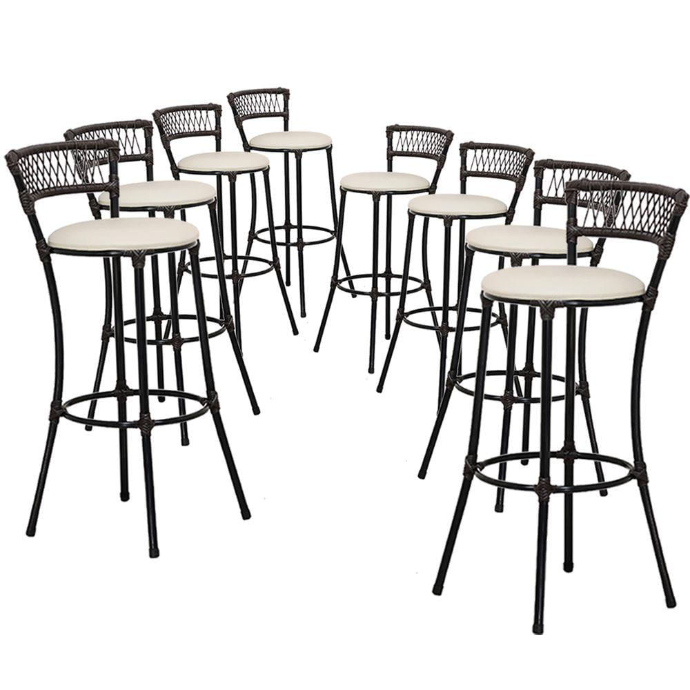 Miniatura Jogo Com 8 Banquetas Alta Forts Gelo Floral, Fibra Uv Bancada, área Goumert, Bar, Piscina, Balcão