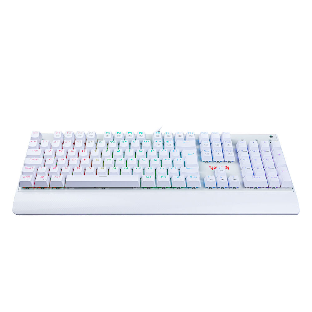 Miniatura Teclado Gamer Redragon Kala Lunar White RGB Mecânico ABNT2 Switch Red K557W-RGB Branco