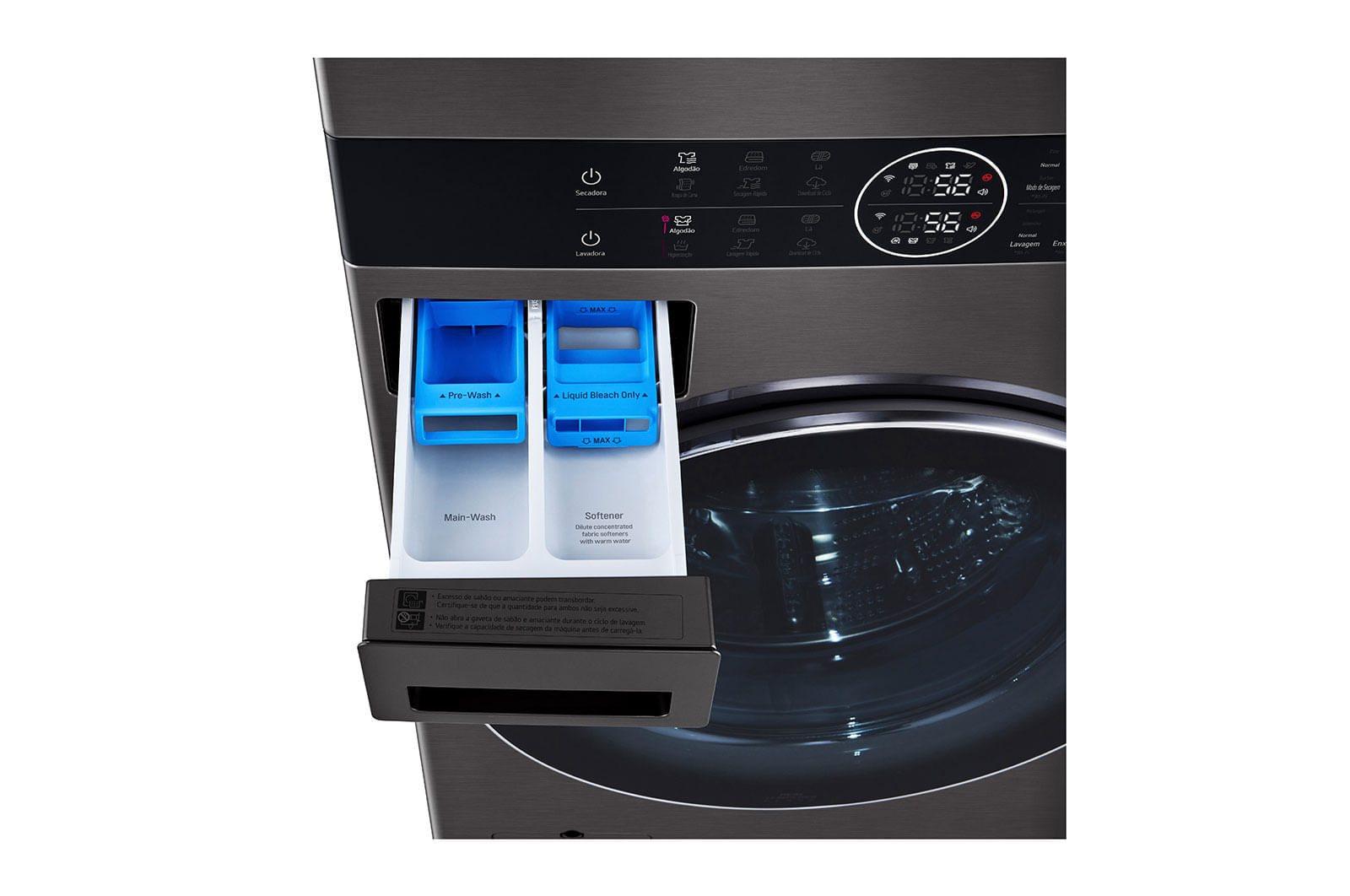 Lavadora e Secadora Elétrica Smart LG WashTower™ 17kg Aço Escovado Preto com Inteligência Artificial AIDD™ - WK17BS6A