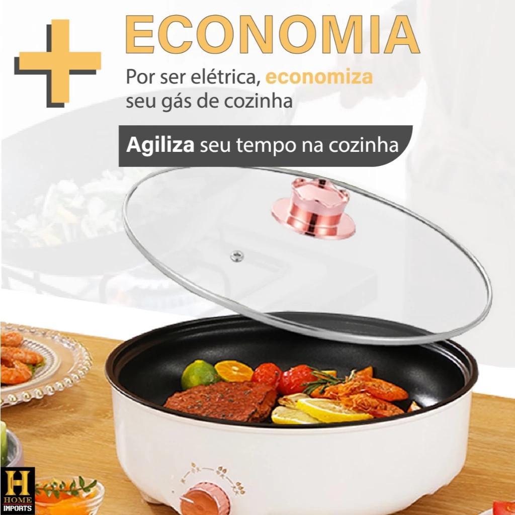 Panela Elétrica Assadeira Antiaderente Grande 3 Níveis 600W