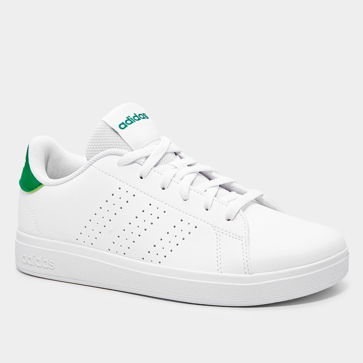 Miniatura Tênis Infantil Adidas Advantage Base 2.0 Branco+Verde - 33