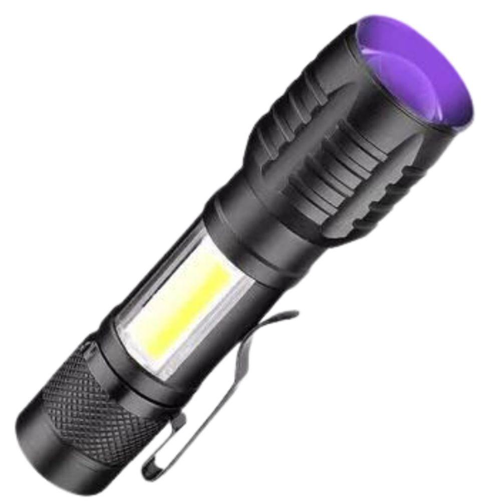 Miniatura Lanterna Recarregável Luz Negra Uv Resistente A água