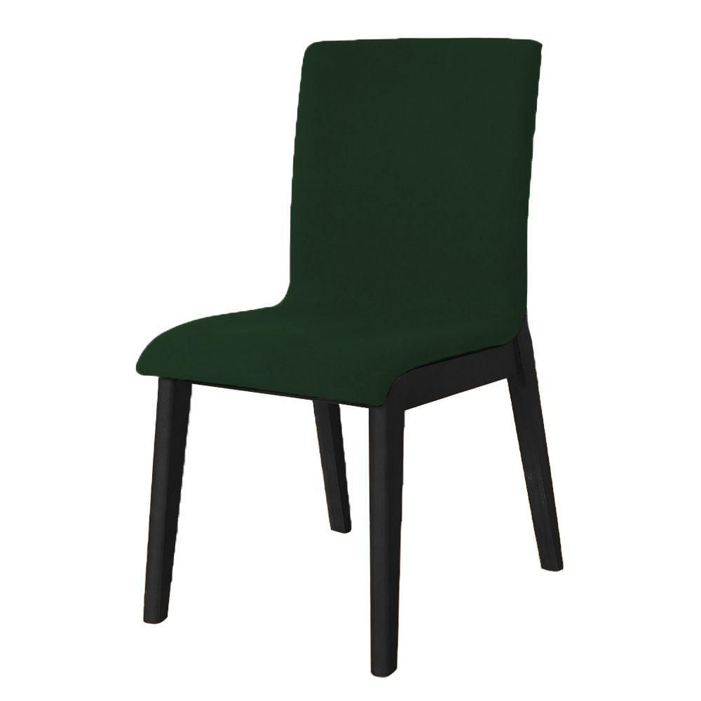 Miniatura Kit 4 Cadeiras De Jantar Diamante Estofada Em Veludo Verde Base Madeira Maciça Preto