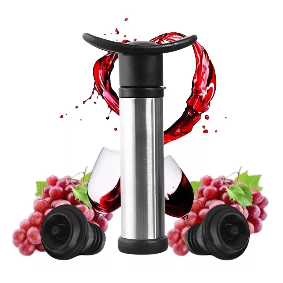 Miniatura Kit Acessórios De Vinho Bomba Vácuo Bico Dosador Saca Rolhas