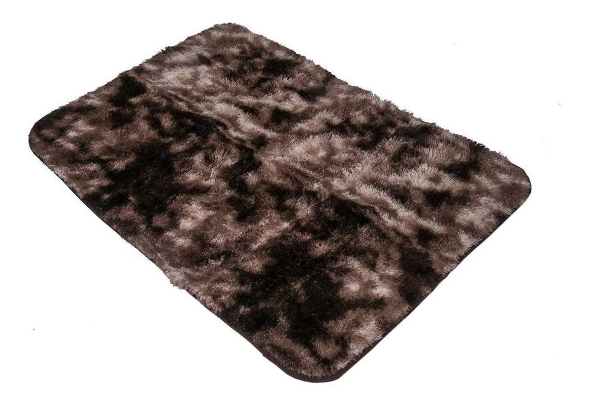 Miniatura Tapete Sala Peludo Quarto Felpudo 55Cm X 1M Marrom Mesclado