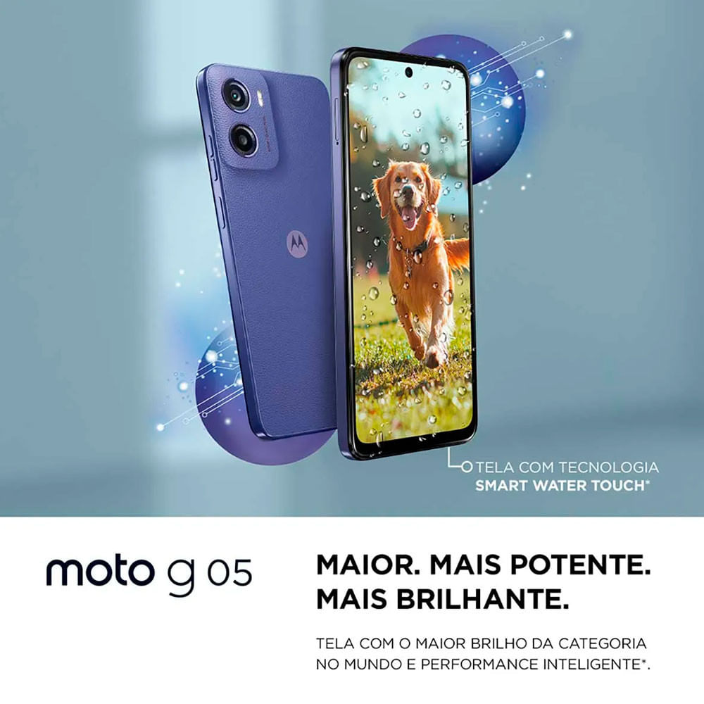 Miniatura Smartphone Motorola Moto G05 128GB 12GB (4GB RAM + 8GB Ram Boost) Camera 50MP AI Bateria 5200 mAh Tela 6.7 Cinza