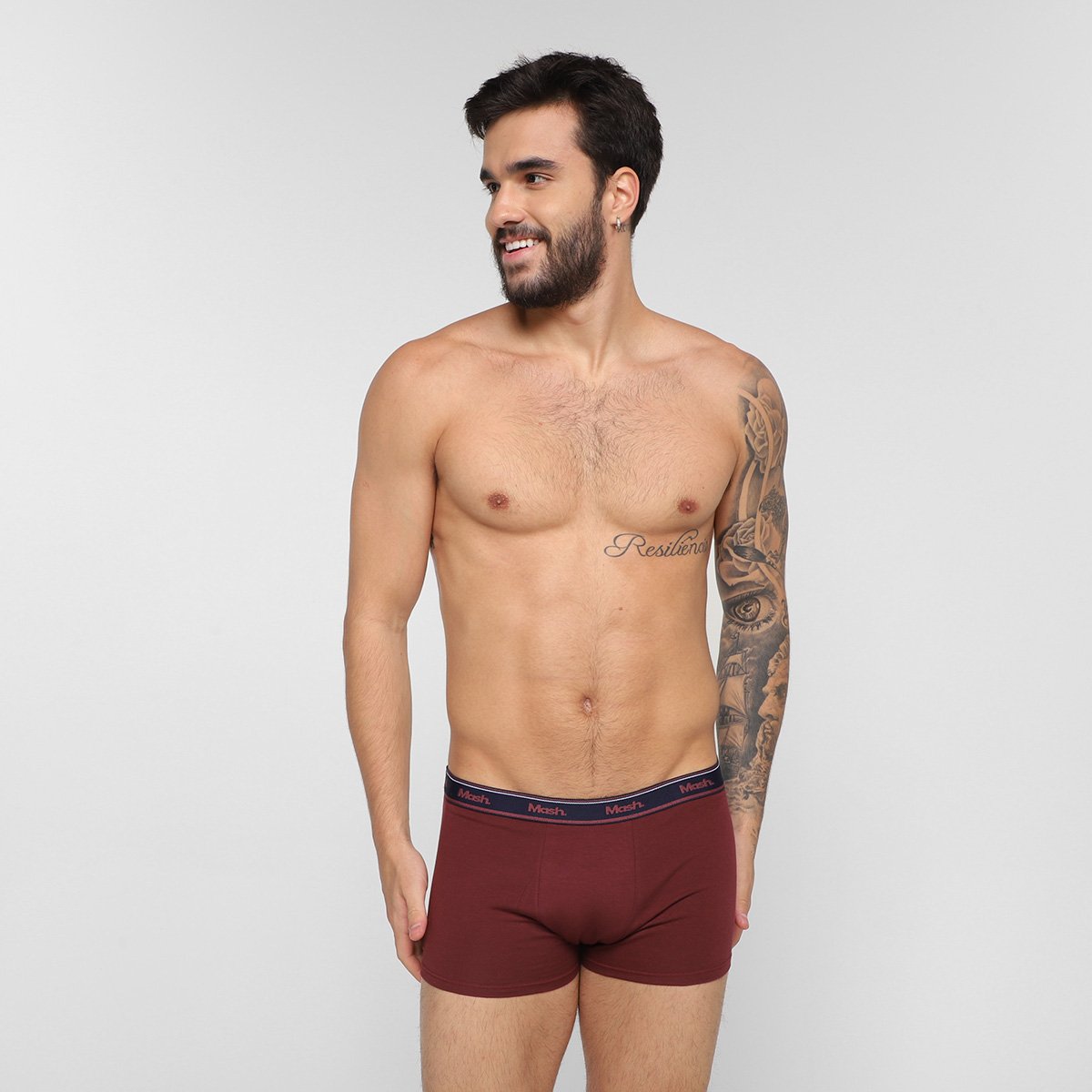 Miniatura Kit Cueca Boxer Mash Cotton Elástico 10 Peças Preto+Vinho - P