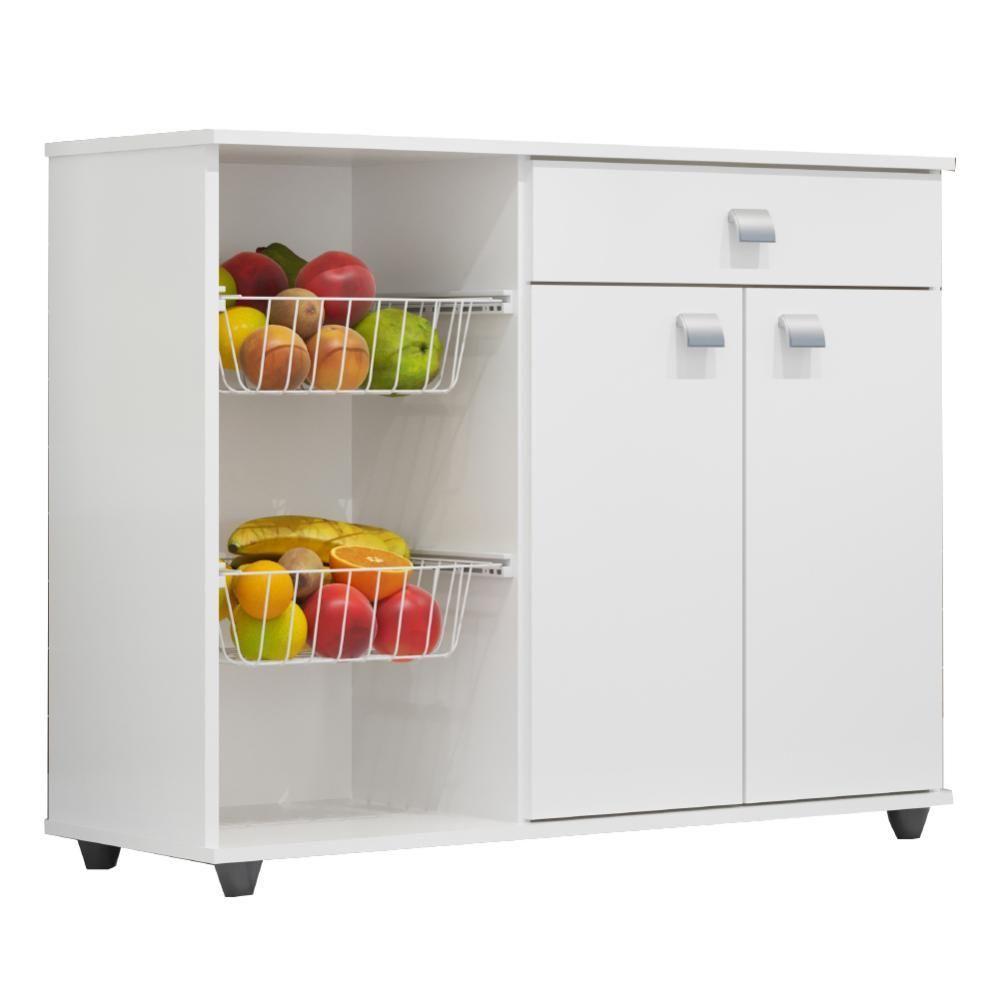 Miniatura Armário Balcão Com Fruteira Renata 2 Portas 1 Gaveta Branco