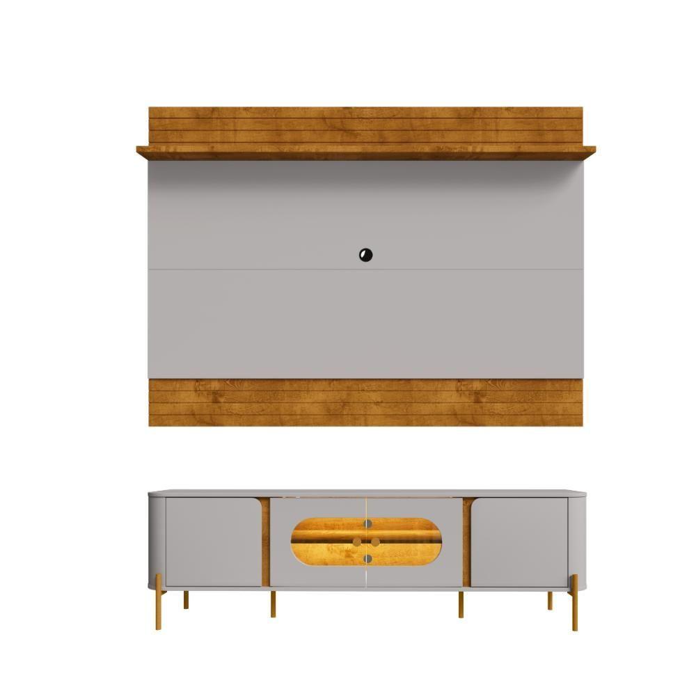 Miniatura Conjunto Painel E Rack Melbourne Naturalle Off White