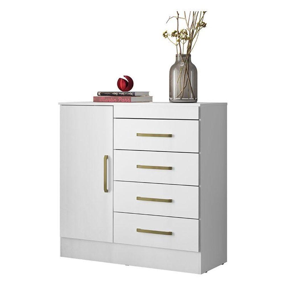 Miniatura Cômoda Montevidéu E Guarda Roupa Casal Flash 2 Branco Flex - Demóbile