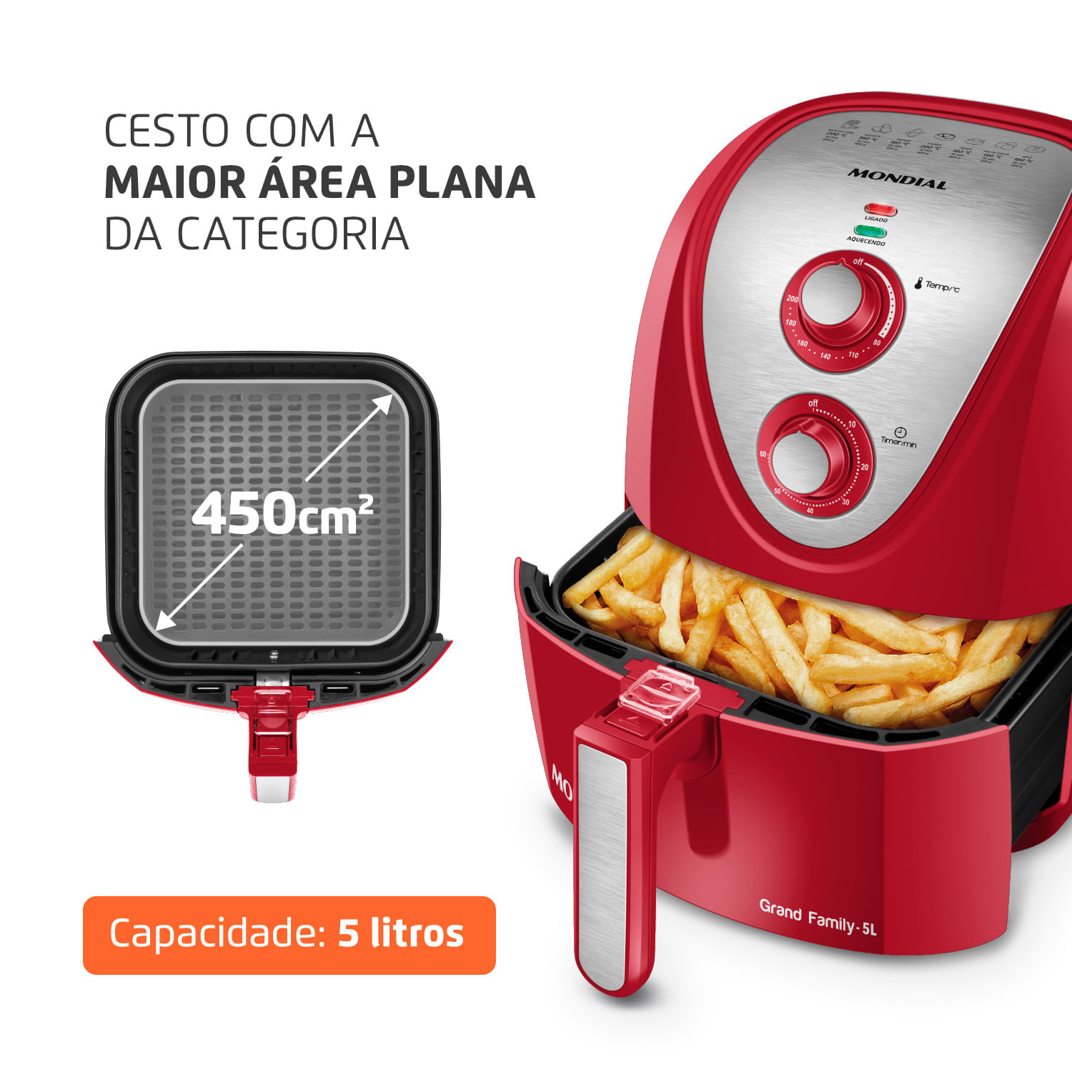 Miniatura Fritadeira Air Fryer 5 Litros AFN-50-RI Mondial 127V