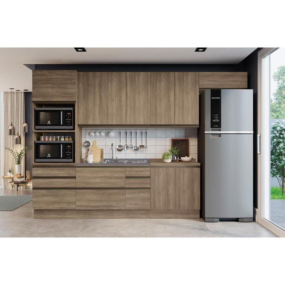 Miniatura Gabinete De Cozinha Modulado Balcão Maxxi G746 4 Gavetas E 1 Porta C-tampo 120cm Nogal-preto Brilho - Kappesberg