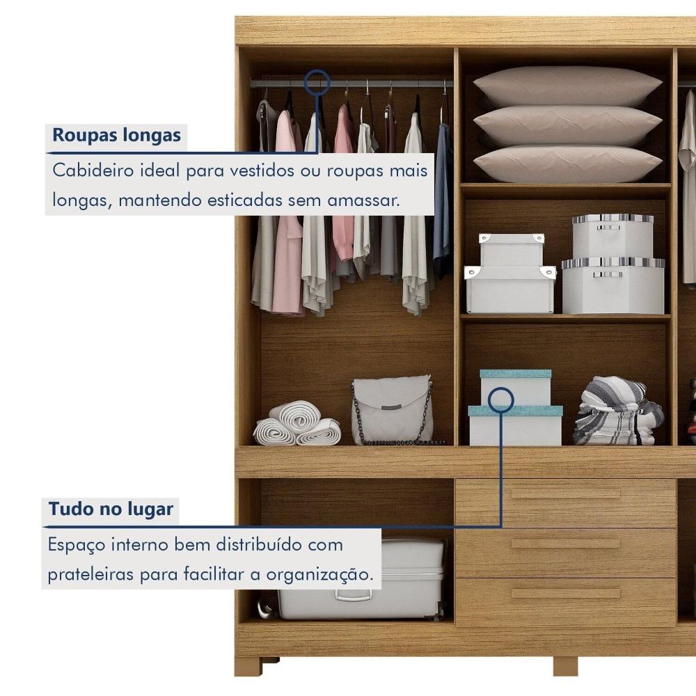 Guarda-roupa Casal 10 Portas 100% Mdf Lucca Cinamomo/Off White