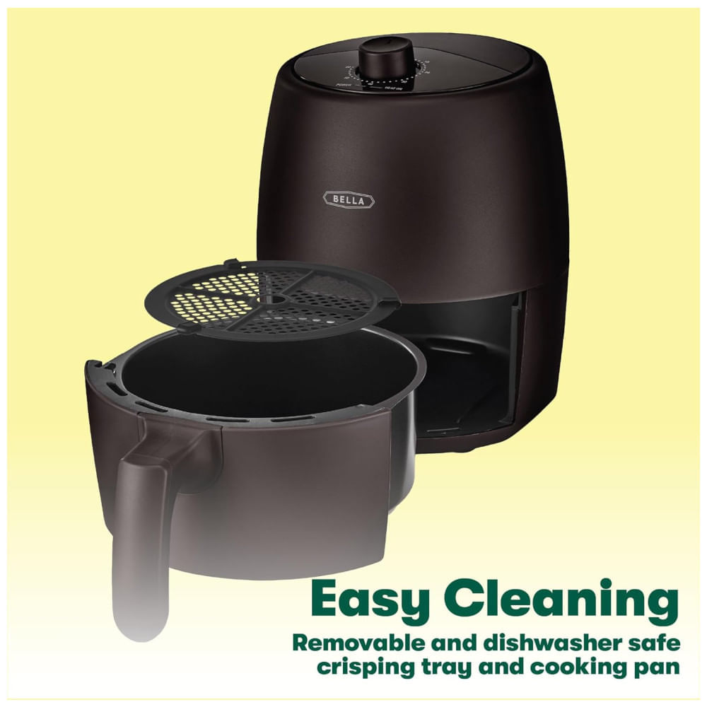 Miniatura Forno e Fritadeira Elétrica BELLA 1,89 L Manual, 5 em 1, bandeja e cesto antiaderente e lavável, 1200W, sistema de aquecimento potente, cor preta 110v