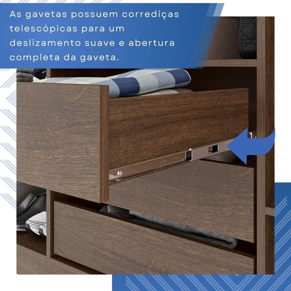 Guarda-roupa Casal 6 Portas 3 Gavetas com Espelho Roma Espresso Móveis Imbuia/Off White