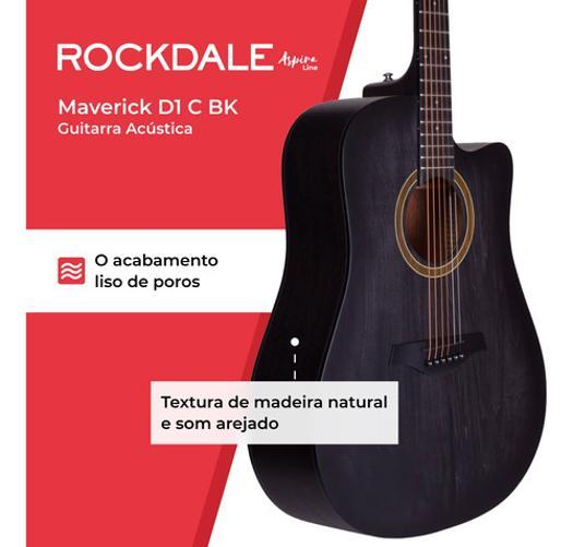 Violão Acústico Rockdale Maverick 6 Cordas Preto Destro