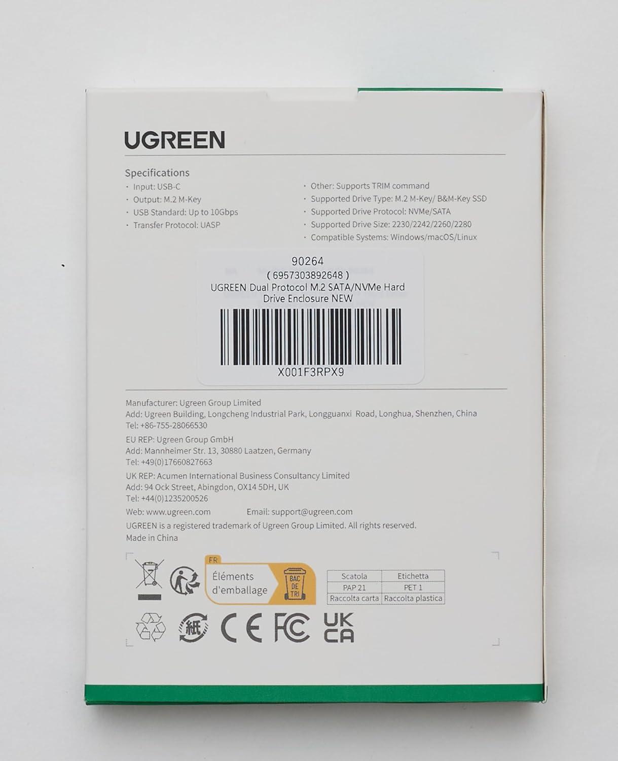 Miniatura Case Externa Para Ssd M.2 Nvme Pcie / Sata 10 Gbps Usb C 3.2