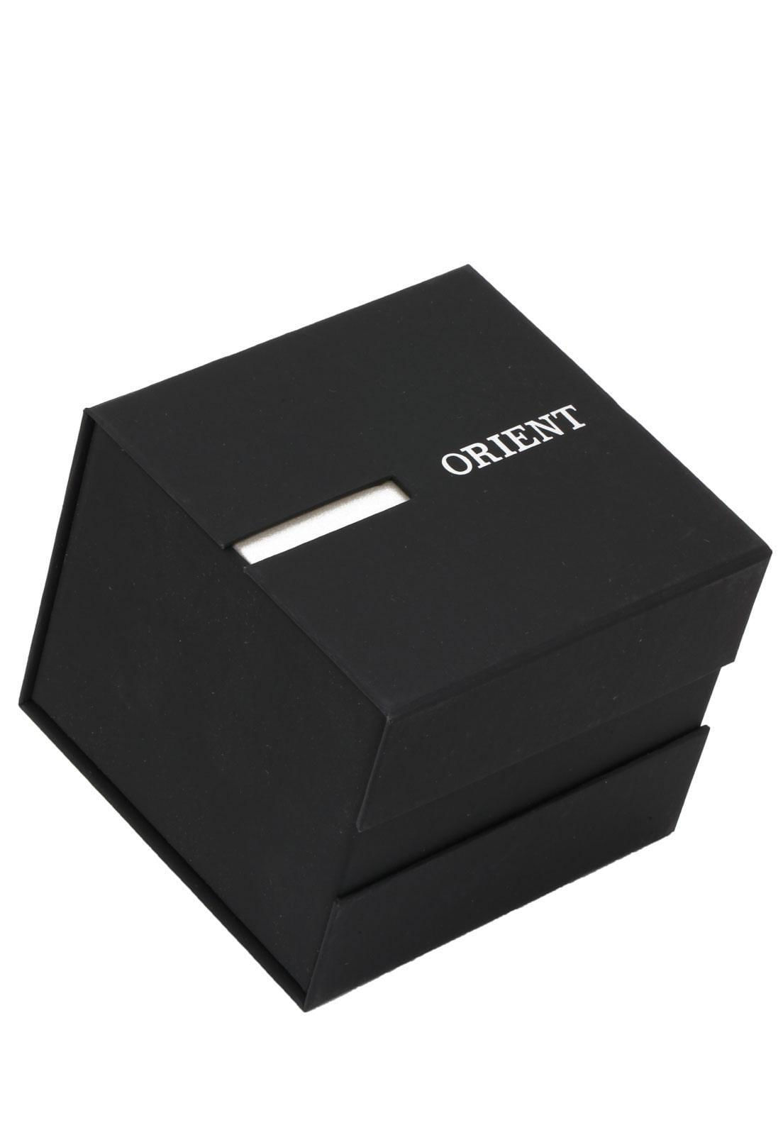 Miniatura Relógio Masculino Prata Orient Quadrado Fundo Prata Com Data