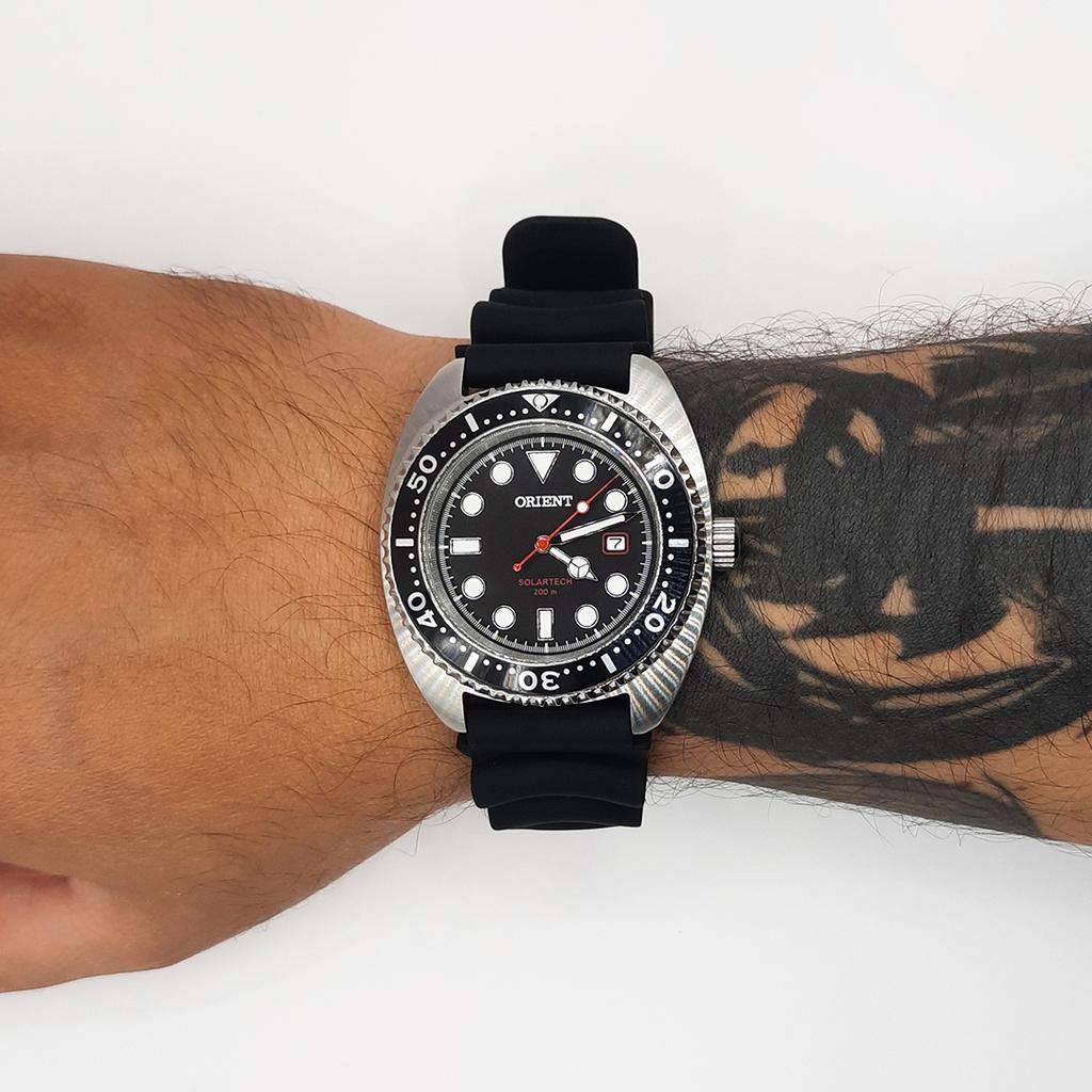 Miniatura Relógio Orient Solartech Preto Diver 200M Mbsp1038 P1Px