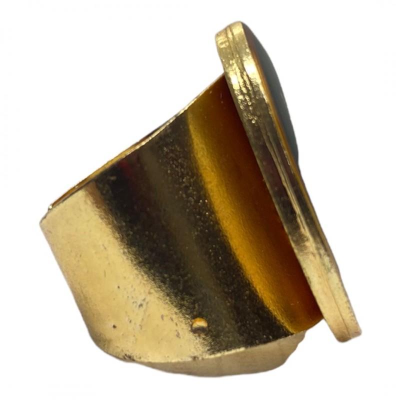 Miniatura Anel Ajustável Exú Tridente 2,70 Cm Dourado Em Metal