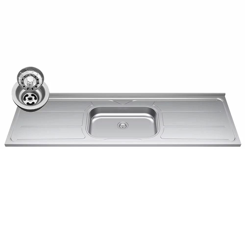 Balcão De Cozinha Com Pia Inox 160cm 3 Gavetas Andréia Preto - Ajl Móveis