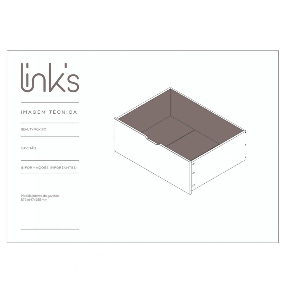 Cama Solteiro 2 Gavetas Madeira Maciça Beauty Inter Link Branco Lavado