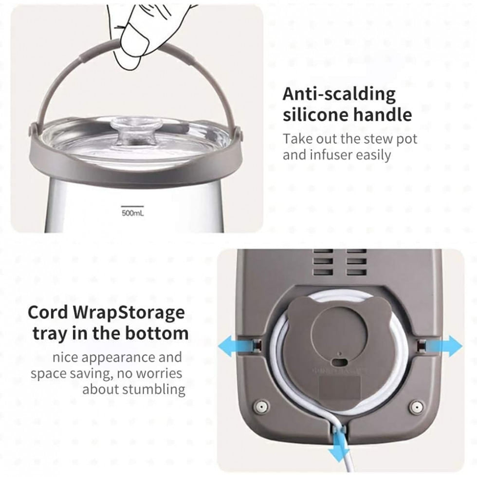 Miniatura Chaleira Elétrica Bear 1,8 Litros com Infusor para Chá e Desligamento Automático 110V Rosa