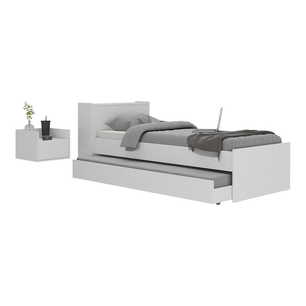Miniatura Conjunto Quarto Bicama com Baú e Mesa de Cabeceira Suspensa Multimóveis MP4119 Branco