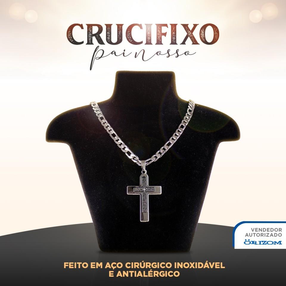 Miniatura Kit Masculino Colar Crucifixo Aço Inox  +