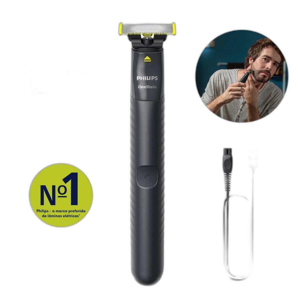 Miniatura Barbeador Philips Oneblade Verde Bivolt Recarregável
