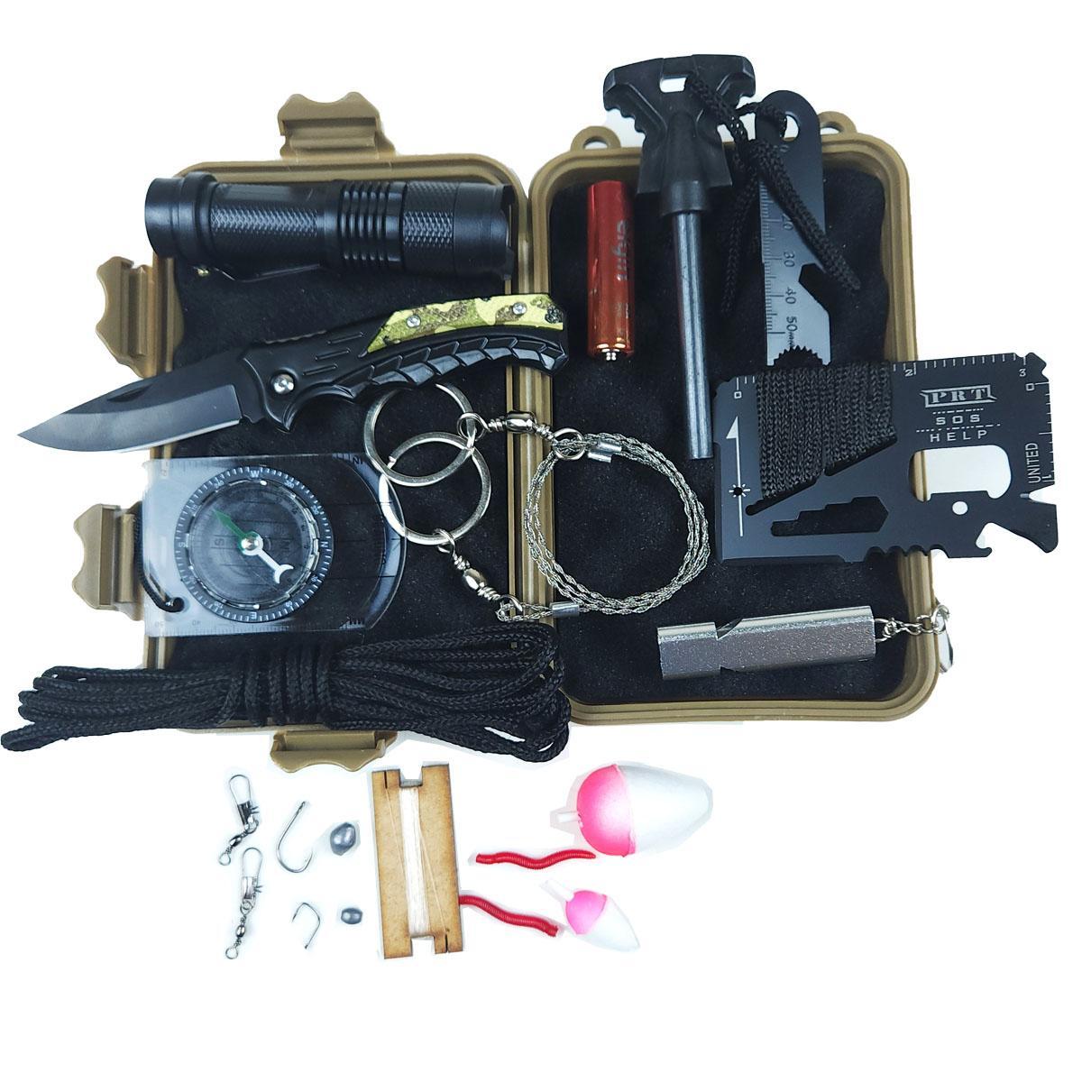 Miniatura Kit Sobrevivência Emergência Camping Trilha Canivete Pesca