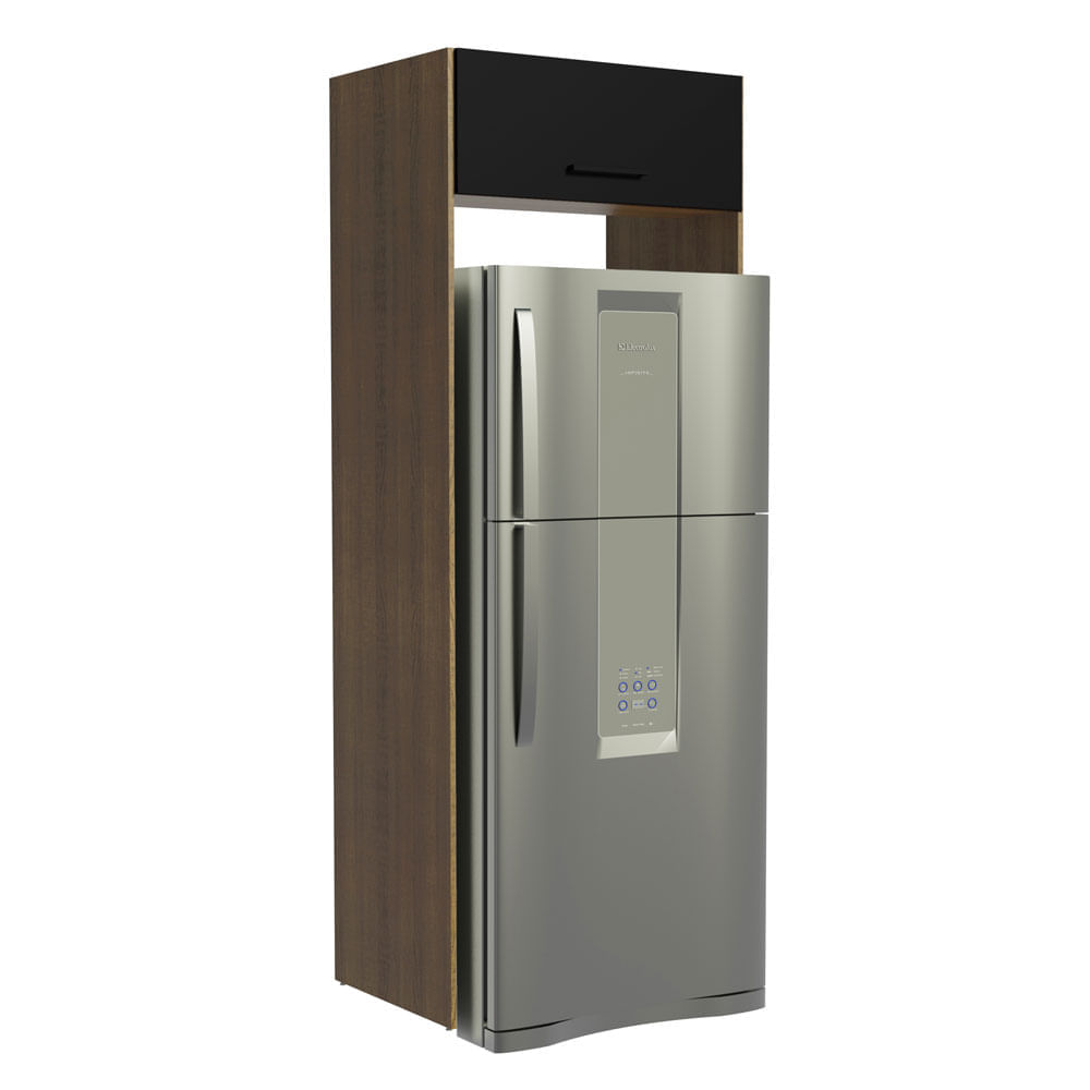 Porta Geladeira Madesa Agata 1 Porta Basculante Rustic/Preto Cor:Rustic/Preto