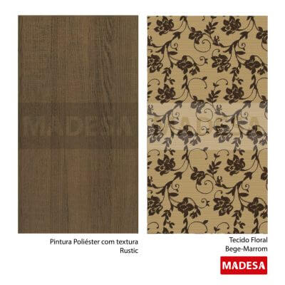 Conjunto Sala de Jantar Rosie Madesa Mesa Tampo de Madeira com 4 Cadeiras Rustic/Floral Bege Marrom Cor:Rustic/Floral Bege Marrom