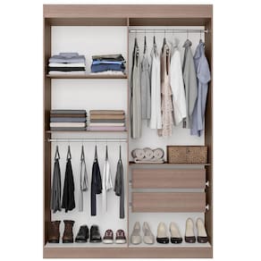 Miniatura Guarda-Roupa Casal Bartira Ville 4 Portas de Bater 2 Gavetas Internas MDP - 134cm de Largura Avelã/Capuccino