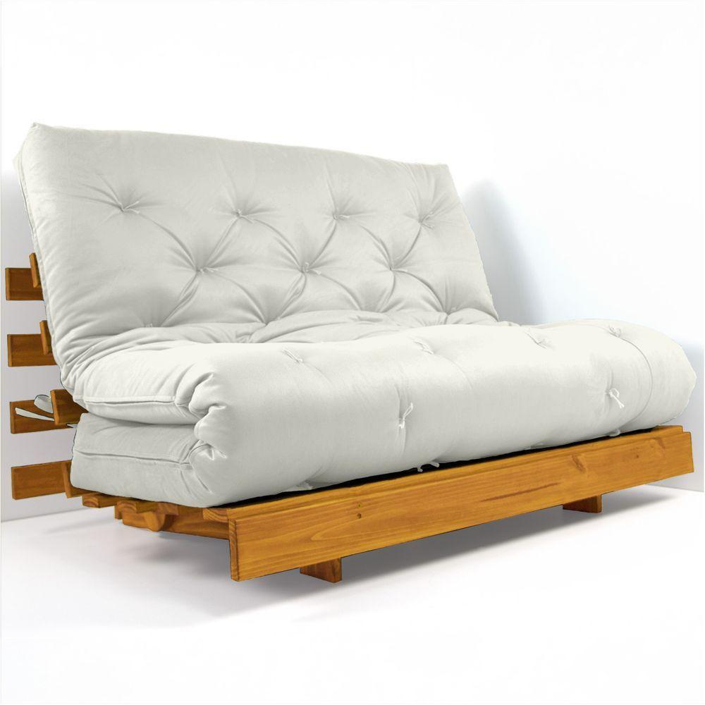 Miniatura Sofá Cama Casal Futon Tokio D33 Madeira Maciça Cor Mel Ii