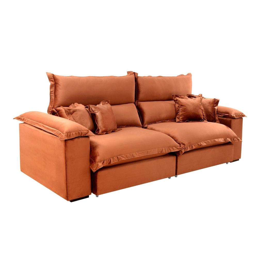 Miniatura Sofá Retrátil e Reclinável 4 Lugares Lírio Suede Terracota