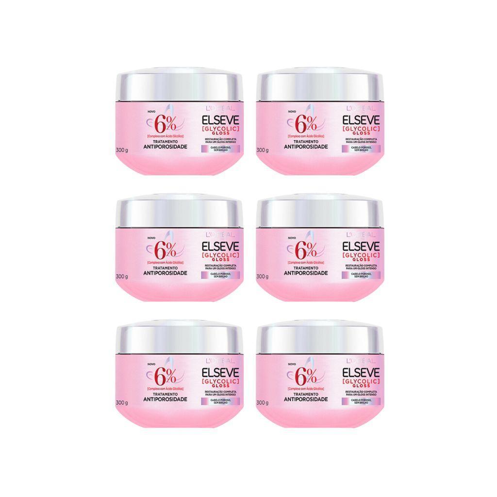 Miniatura Creme De Tratamento Elseve 300G Glycolic Gloss - Kit C/6Un
