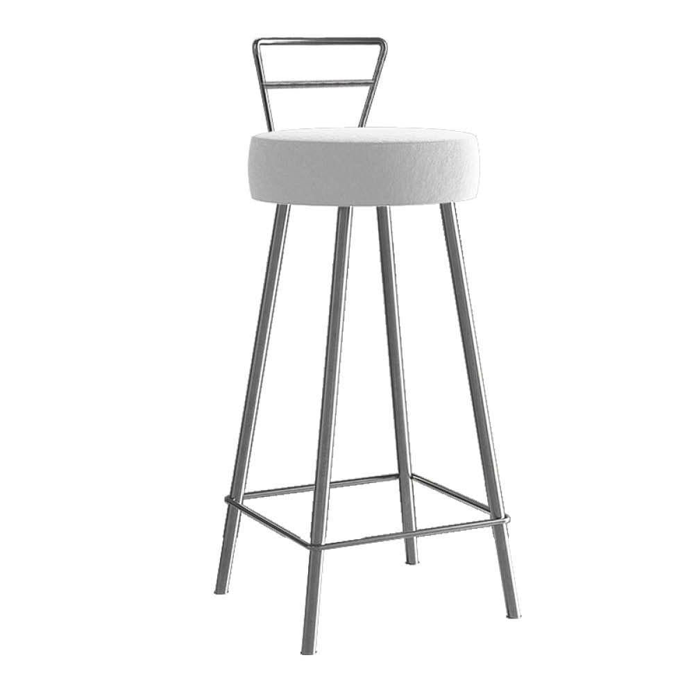 Miniatura Banqueta Alta Com Encosto Tina Eiffel Cozinha Bar Bistrô Ferro Cinza Corino Branco