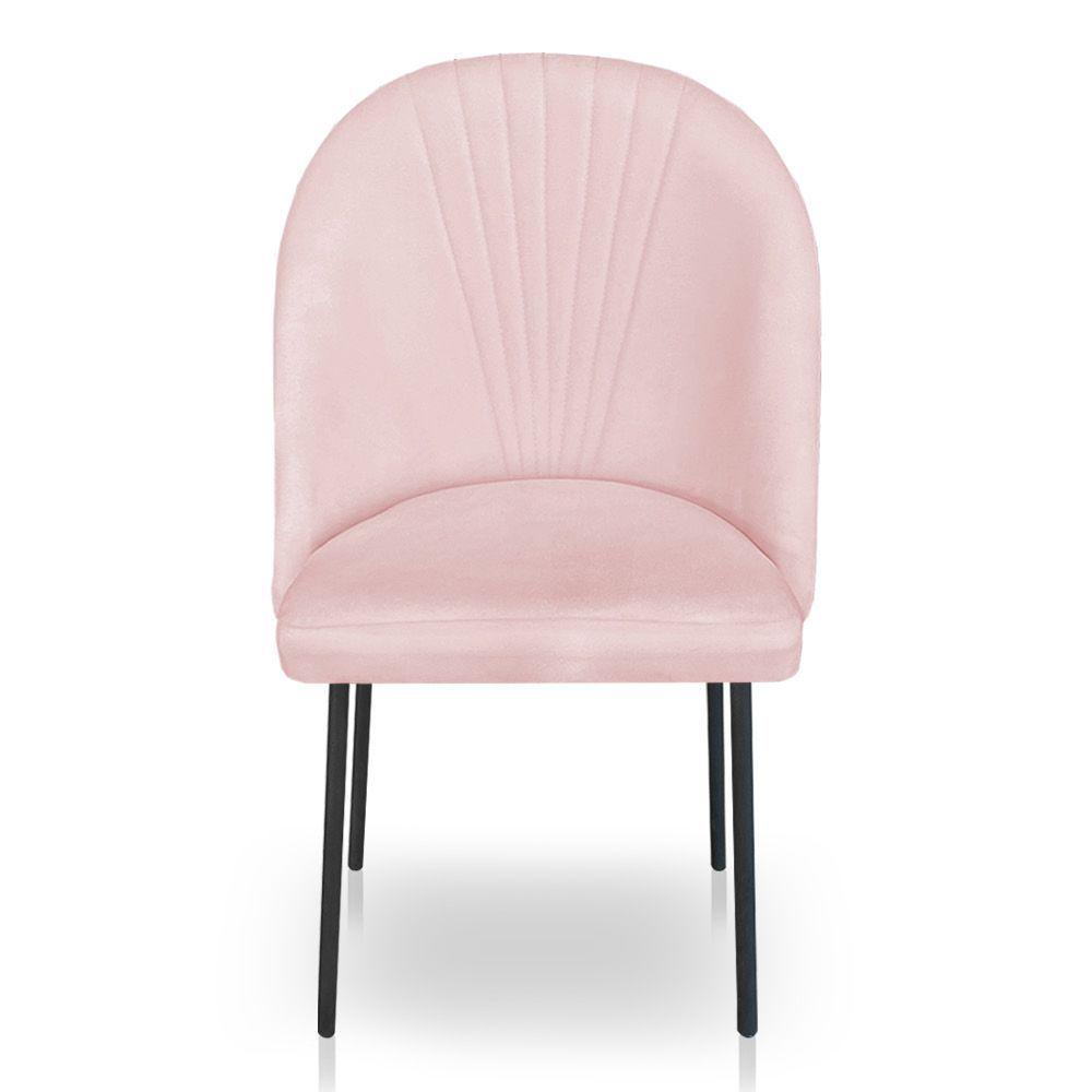 Miniatura Cadeira De Jantar Virginia Sued Rosa Bebê Pés De Ferro Preto Dclasse Decor