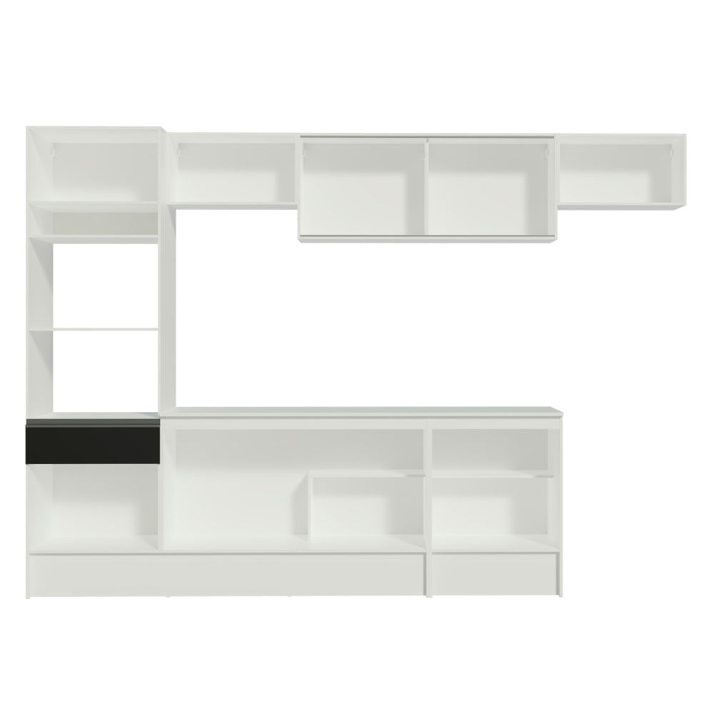 Cozinha Completa Madesa Topazio 300001 com Armário, Balcão e Tampo Branco/Preto Cor:Branco/Preto